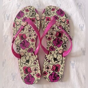 Coach Camela Pink Tan Floral Flip Flops Sandals Like New Womens Size 7